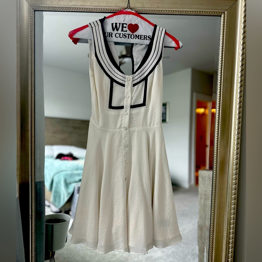 Ark & co white dress with blue detail